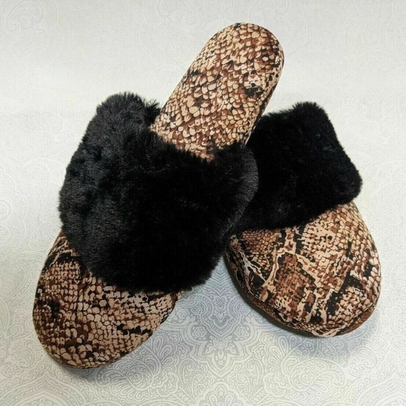 INC International Concepts Women's Anaconda Snake Slippers With Faux-Fur Size S - Picture 2 of 6